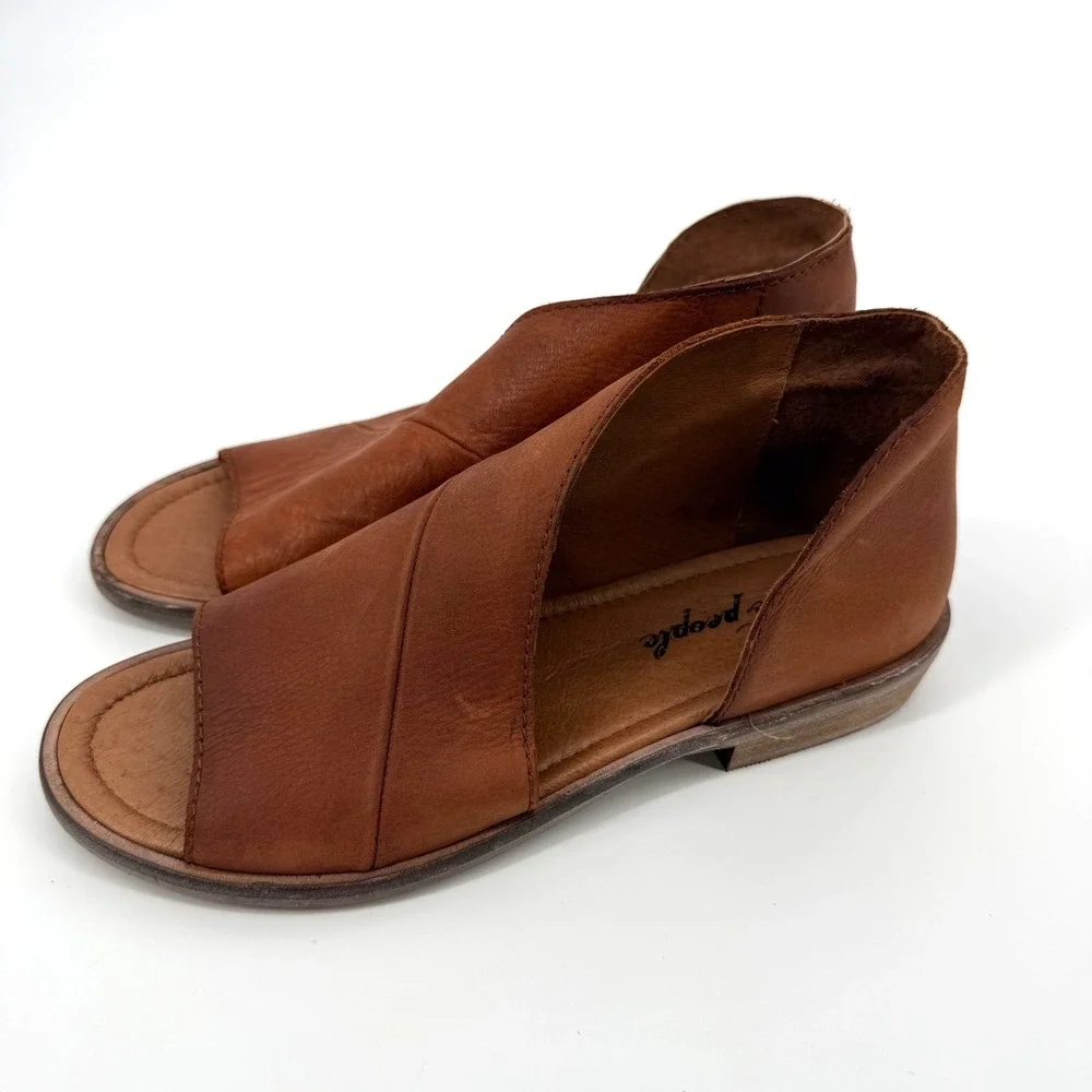 Free People Women 38 Mont Blanc Sandal Flat Leather Open Toe Spain Boho Artisan
